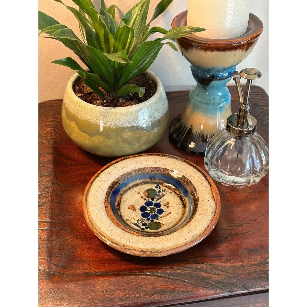 Hand-painted Mexican Decorative Plate Folk Art Floral Design